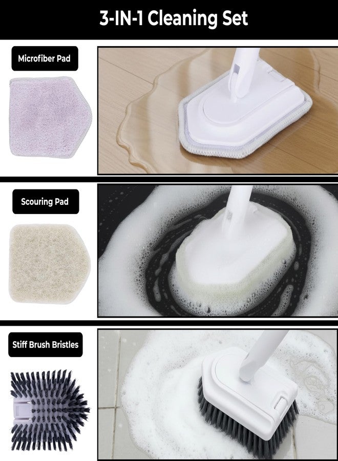 Hexwell فرشاة تنظيف الحمامات من هيكسويل بمقبض طوله 92 سم، فرشاة تنظيف 3 في 1 بمقبض، وسادة تنظيف قابلة للتمديد لتنظيف الحمام، المرحاض، الأرضيات، حوض الاستحمام، البلاط، المغسلة - Image 3